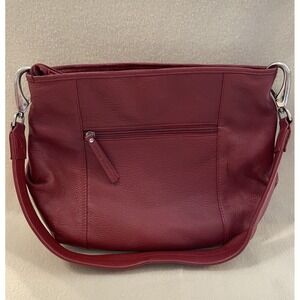 Stone Mountain Vintage Red Leather Purse Bag Shoulder Strap Silver Accents